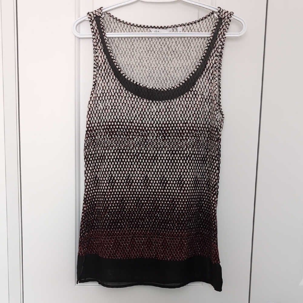 Women's Black and Brown Sleeveless Top